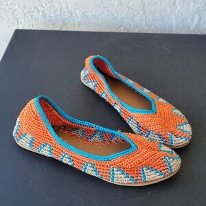 Painted Bird Women’s crochet woven Ballet Flats Retro sz 8 boho